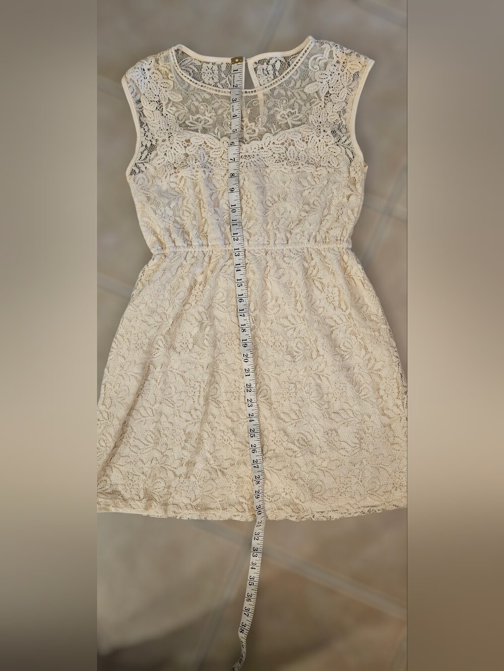 Vintage Cream Lace Mini Dress - Picture 5 of 7